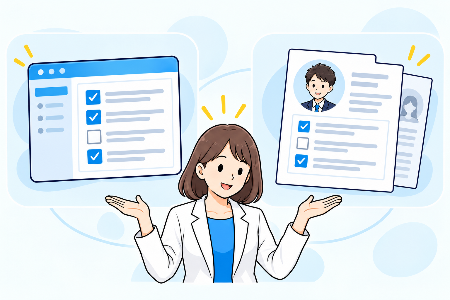 SaaSと採用支援のアンケートを組み立てる様子